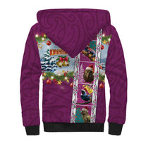 New Zealand Merry Christmas Sherpa Hoodie Maori Animals, Koru Tattoo - Pink Xmas Style LT03 - Polynesian Pride