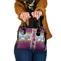 New Zealand Merry Christmas Shoulder Handbag Maori Animals, Koru Tattoo - Pink Xmas Style LT03 One Size Pink - Polynesian Pride