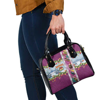New Zealand Merry Christmas Shoulder Handbag Maori Animals, Koru Tattoo - Pink Xmas Style LT03 - Polynesian Pride