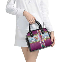 New Zealand Merry Christmas Shoulder Handbag Maori Animals, Koru Tattoo - Pink Xmas Style LT03 - Polynesian Pride
