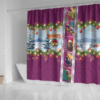 New Zealand Merry Christmas Shower Curtain Maori Animals, Koru Tattoo - Pink Xmas Style LT03 - Polynesian Pride