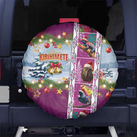 New Zealand Merry Christmas Spare Tire Cover Maori Animals, Koru Tattoo - Pink Xmas Style LT03 - Polynesian Pride
