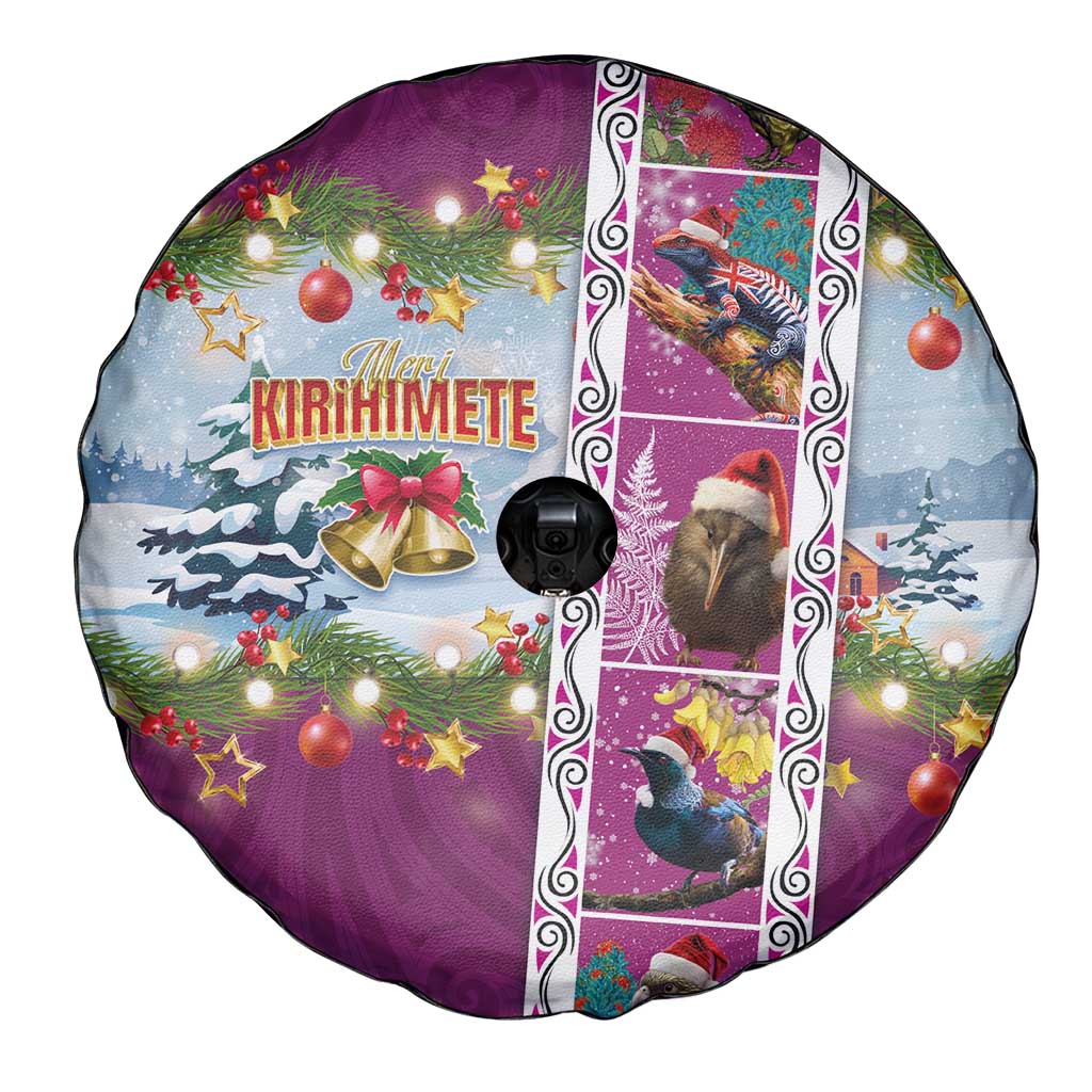 New Zealand Merry Christmas Spare Tire Cover Maori Animals, Koru Tattoo - Pink Xmas Style LT03 - Polynesian Pride