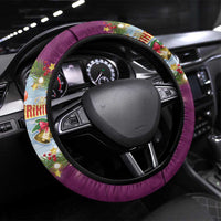 New Zealand Merry Christmas Steering Wheel Cover Maori Animals, Koru Tattoo - Pink Xmas Style LT03 Universal Fit Pink - Polynesian Pride