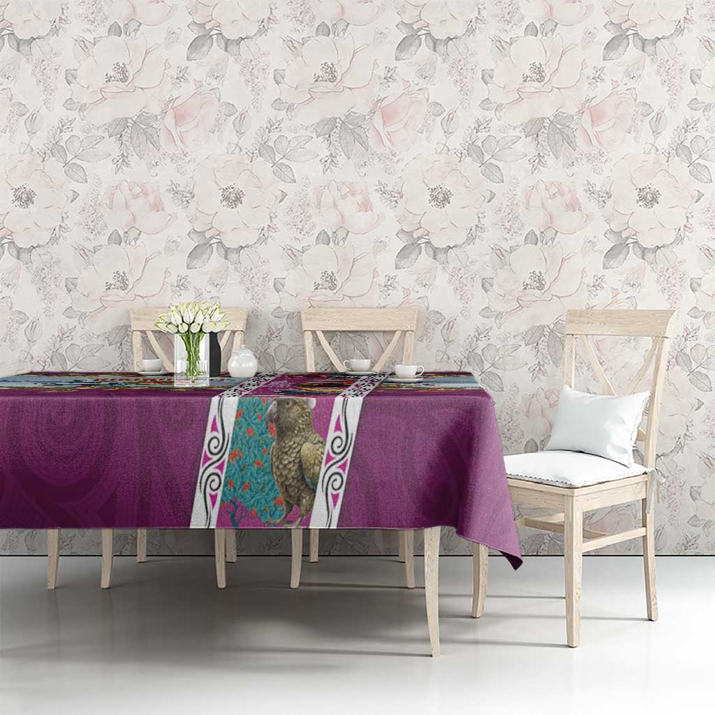 New Zealand Merry Christmas Tablecloth Maori Animals, Koru Tattoo - Pink Xmas Style LT03 - Polynesian Pride