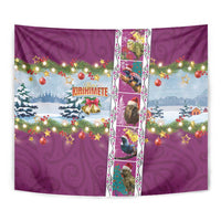 New Zealand Merry Christmas Tapestry Maori Animals, Koru Tattoo - Pink Xmas Style LT03 - Polynesian Pride