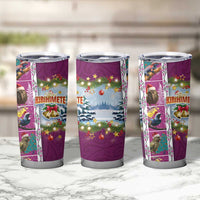 New Zealand Merry Christmas Tumbler Cup Maori Animals Xmas Style and Koru Tattoo Pink Color LT03 - Polynesian Pride