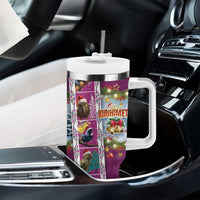 New Zealand Merry Christmas Tumbler With Handle Maori Animals Xmas Style and Koru Tattoo Pink Color LT03 - Polynesian Pride