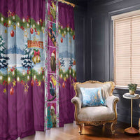 New Zealand Merry Christmas Window Curtain Maori Animals, Koru Tattoo - Pink Xmas Style LT03 - Polynesian Pride