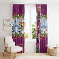 New Zealand Merry Christmas Window Curtain Maori Animals, Koru Tattoo - Pink Xmas Style LT03 - Polynesian Pride