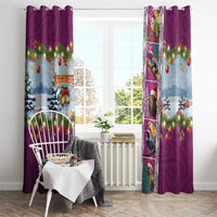 New Zealand Merry Christmas Window Curtain Maori Animals, Koru Tattoo - Pink Xmas Style LT03 - Polynesian Pride