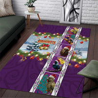 New Zealand Merry Christmas Area Rug Maori Animals, Koru Tattoo - Purple Xmas Style LT03 Purple - Polynesian Pride