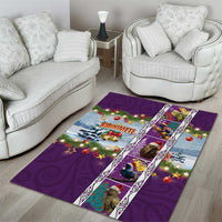 New Zealand Merry Christmas Area Rug Maori Animals, Koru Tattoo - Purple Xmas Style LT03 - Polynesian Pride