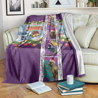 New Zealand Merry Christmas Blanket Maori Animals, Koru Tattoo - Purple Xmas Style LT03 Purple - Polynesian Pride