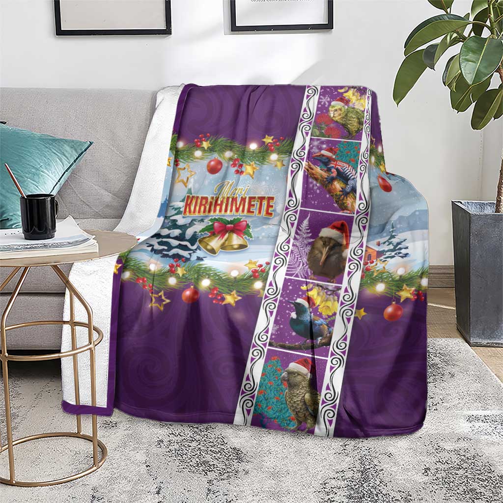 New Zealand Merry Christmas Blanket Maori Animals, Koru Tattoo - Purple Xmas Style LT03 - Polynesian Pride
