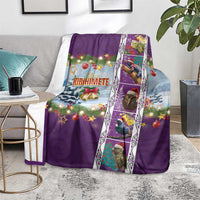 New Zealand Merry Christmas Blanket Maori Animals, Koru Tattoo - Purple Xmas Style LT03 - Polynesian Pride