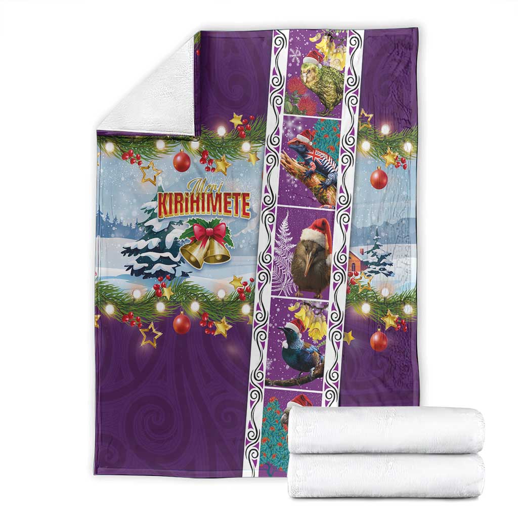 New Zealand Merry Christmas Blanket Maori Animals, Koru Tattoo - Purple Xmas Style LT03 - Polynesian Pride