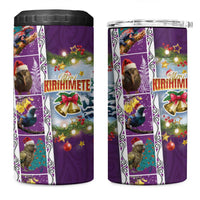 New Zealand Merry Christmas 4 in 1 Can Cooler Tumbler Maori Animals Xmas Style and Koru Tattoo Purple Color LT03 One Size: 16 oz Purple - Polynesian Pride