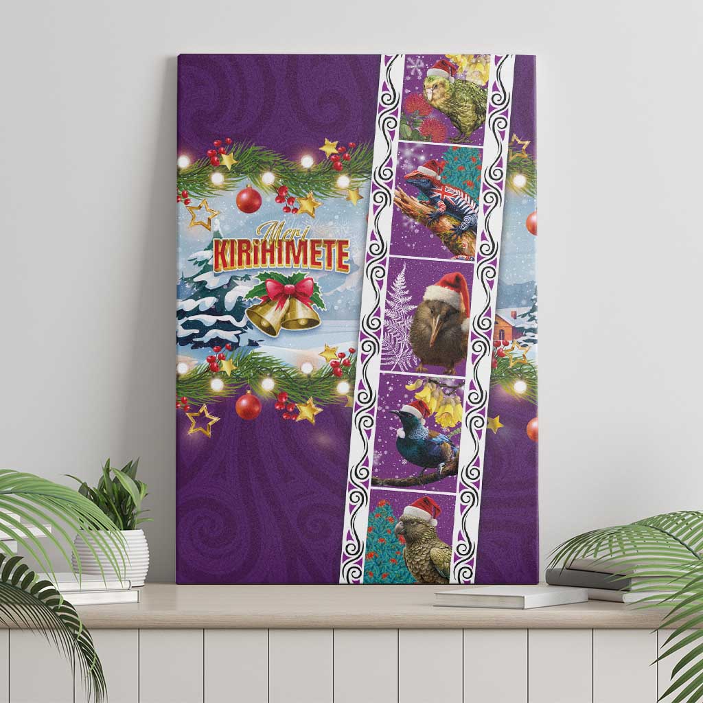 New Zealand Merry Christmas Canvas Wall Art Maori Animals, Koru Tattoo - Purple Xmas Style LT03 - Polynesian Pride