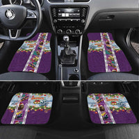 New Zealand Merry Christmas Car Mats Maori Animals, Koru Tattoo - Purple Xmas Style LT03 Set 4pcs Purple - Polynesian Pride