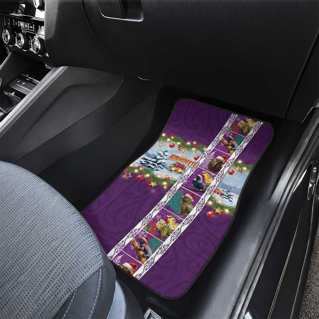 New Zealand Merry Christmas Car Mats Maori Animals, Koru Tattoo - Purple Xmas Style LT03 - Polynesian Pride