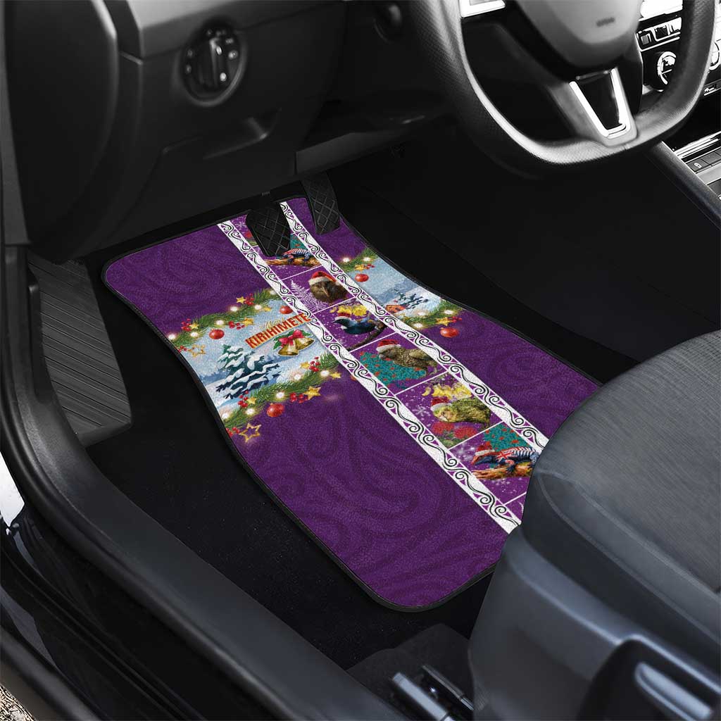 New Zealand Merry Christmas Car Mats Maori Animals, Koru Tattoo - Purple Xmas Style LT03 - Polynesian Pride