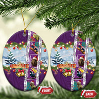 New Zealand Merry Christmas Ceramic Ornament Maori Animals, Koru Tattoo - Purple Xmas Style LT03 Oval Purple - Polynesian Pride