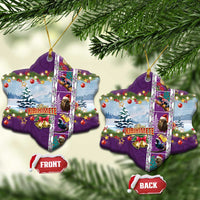 New Zealand Merry Christmas Ceramic Ornament Maori Animals, Koru Tattoo - Purple Xmas Style LT03 Snow Flake Purple - Polynesian Pride