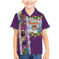 New Zealand Merry Christmas Family Matching Mermaid Dress and Hawaiian Shirt Maori Animals, Koru Tattoo - Purple Xmas Style LT03 Son's Shirt Purple - Polynesian Pride