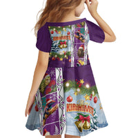 New Zealand Merry Christmas Family Matching Off The Shoulder Long Sleeve Dress and Hawaiian Shirt Maori Animals, Koru Tattoo - Purple Xmas Style LT03 - Polynesian Pride
