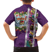 New Zealand Merry Christmas Family Matching Summer Maxi Dress and Hawaiian Shirt Maori Animals, Koru Tattoo - Purple Xmas Style LT03 - Polynesian Pride