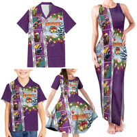 New Zealand Merry Christmas Family Matching Tank Maxi Dress and Hawaiian Shirt Maori Animals, Koru Tattoo - Purple Xmas Style LT03 - Polynesian Pride