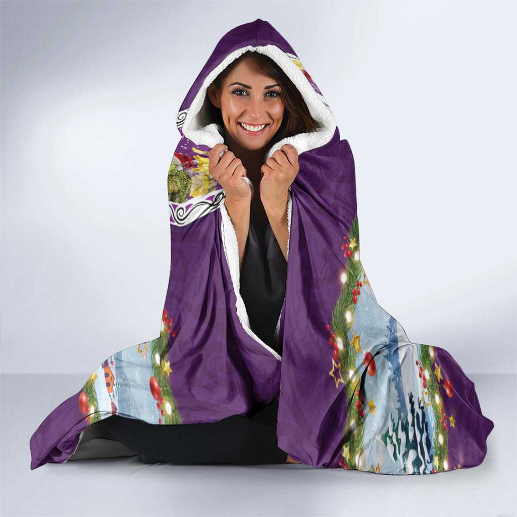 New Zealand Merry Christmas Hooded Blanket Maori Animals, Koru Tattoo - Purple Xmas Style LT03 - Polynesian Pride