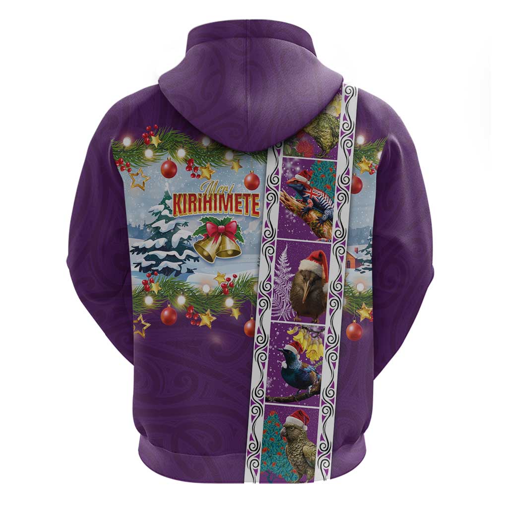 New Zealand Merry Christmas Hoodie Maori Animals, Koru Tattoo - Purple Xmas Style LT03 - Polynesian Pride