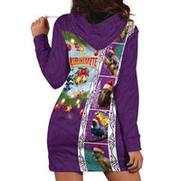 New Zealand Merry Christmas Hoodie Dress Maori Animals, Koru Tattoo - Purple Xmas Style LT03 - Polynesian Pride
