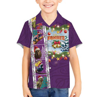 New Zealand Merry Christmas Kid Hawaiian Shirt Maori Animals, Koru Tattoo - Purple Xmas Style LT03 Kid Purple - Polynesian Pride