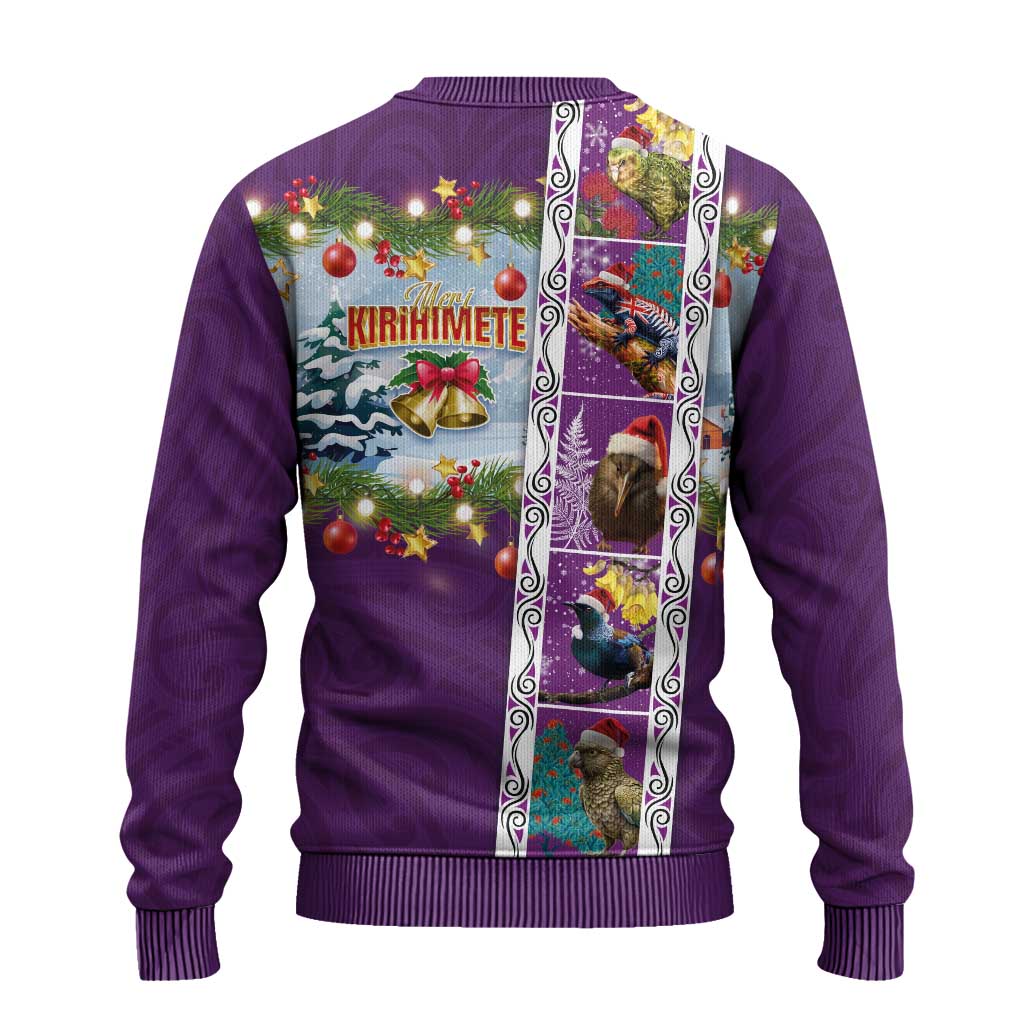 New Zealand Merry Christmas Ugly Christmas Sweater Maori Animals, Koru Tattoo - Purple Xmas Style LT03 - Polynesian Pride