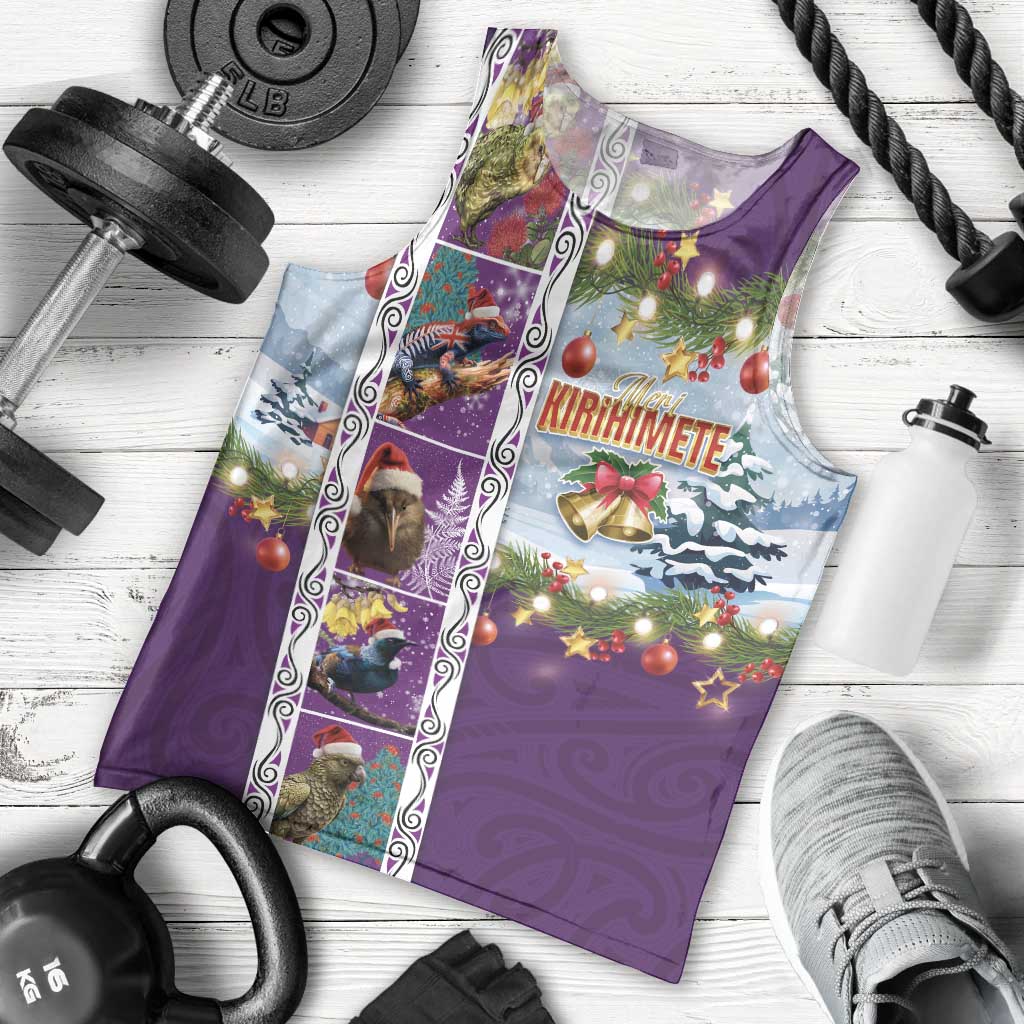 New Zealand Merry Christmas Men Tank Top Maori Animals, Koru Tattoo - Purple Xmas Style LT03 - Polynesian Pride