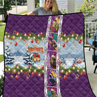 New Zealand Merry Christmas Quilt Maori Animals, Koru Tattoo - Purple Xmas Style LT03 Purple - Polynesian Pride