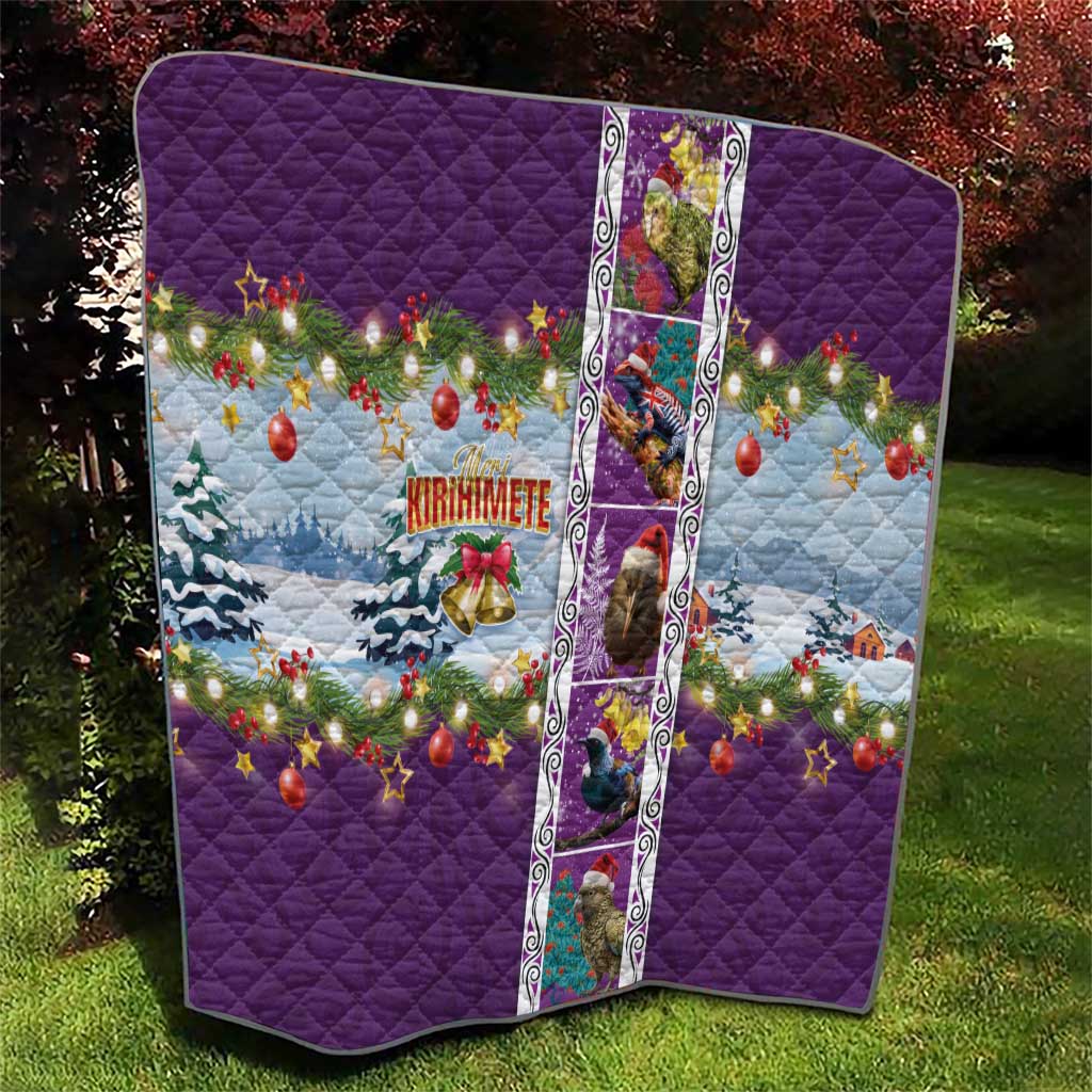 New Zealand Merry Christmas Quilt Maori Animals, Koru Tattoo - Purple Xmas Style LT03 - Polynesian Pride