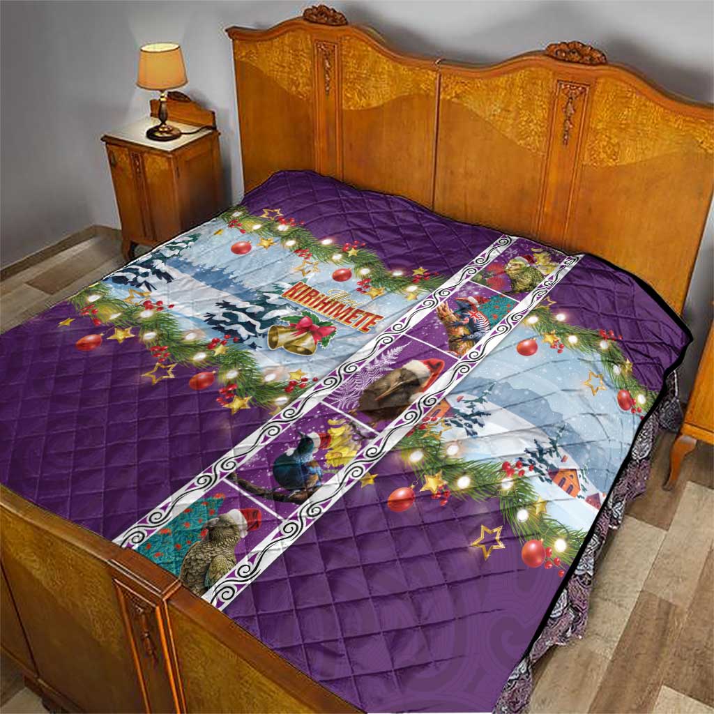 New Zealand Merry Christmas Quilt Maori Animals, Koru Tattoo - Purple Xmas Style LT03 - Polynesian Pride