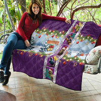 New Zealand Merry Christmas Quilt Maori Animals, Koru Tattoo - Purple Xmas Style LT03 - Polynesian Pride