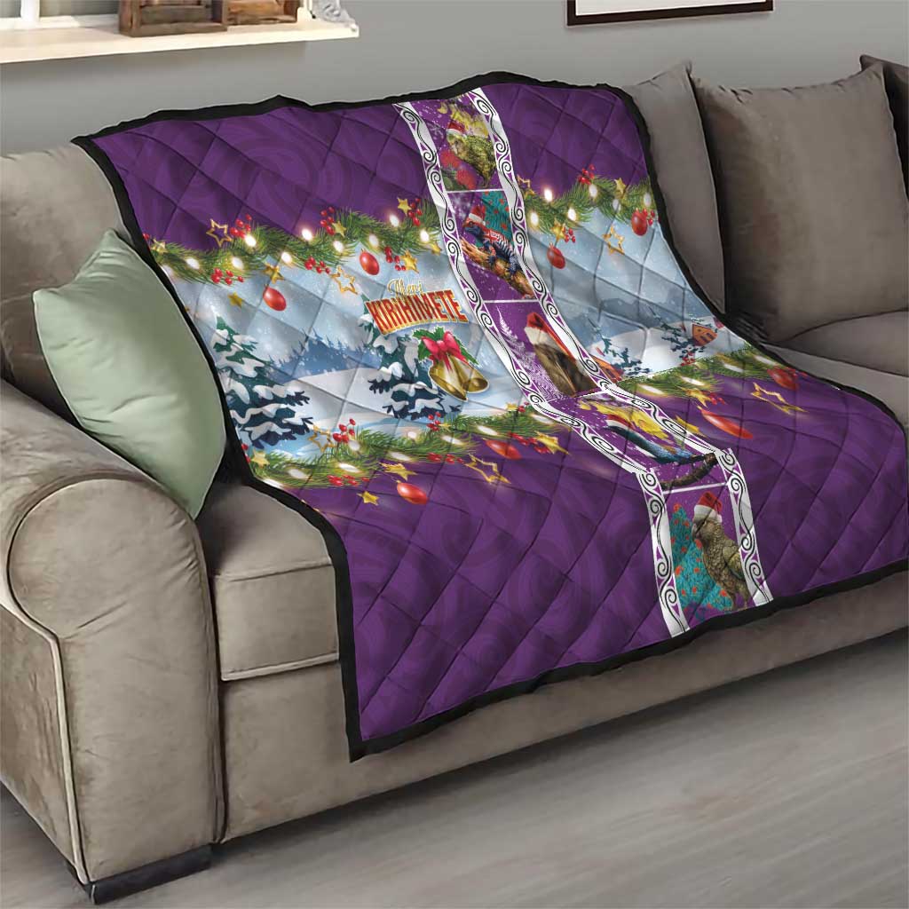New Zealand Merry Christmas Quilt Maori Animals, Koru Tattoo - Purple Xmas Style LT03 - Polynesian Pride