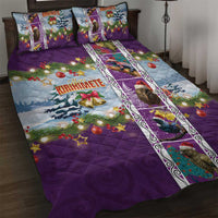 New Zealand Merry Christmas Quilt Bed Set Maori Animals, Koru Tattoo - Purple Xmas Style LT03 Purple - Polynesian Pride