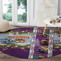 New Zealand Merry Christmas Round Carpet Maori Animals, Koru Tattoo - Purple Xmas Style LT03 - Polynesian Pride