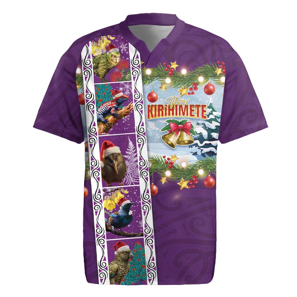 New Zealand Merry Christmas Rugby Jersey Maori Animals, Koru Tattoo - Purple Xmas Style LT03 Purple - Polynesian Pride