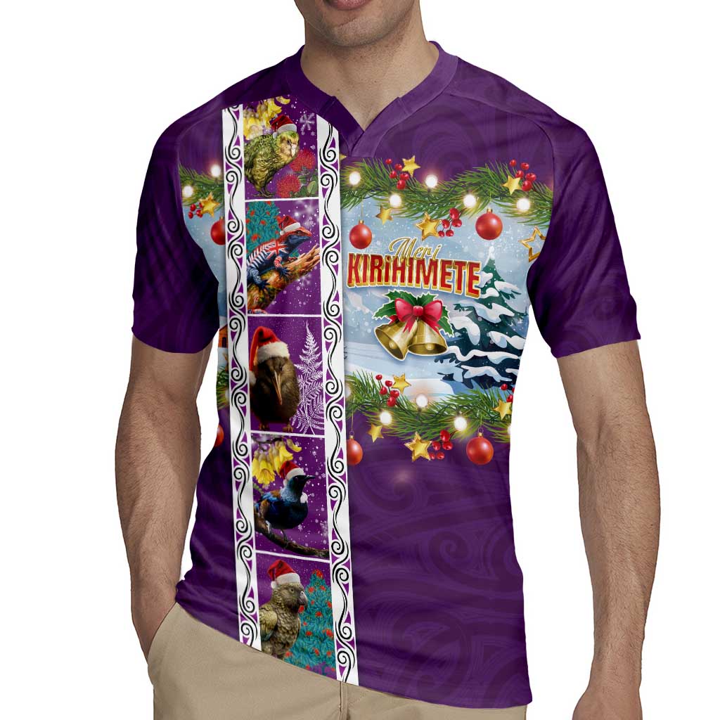 New Zealand Merry Christmas Rugby Jersey Maori Animals, Koru Tattoo - Purple Xmas Style LT03 - Polynesian Pride