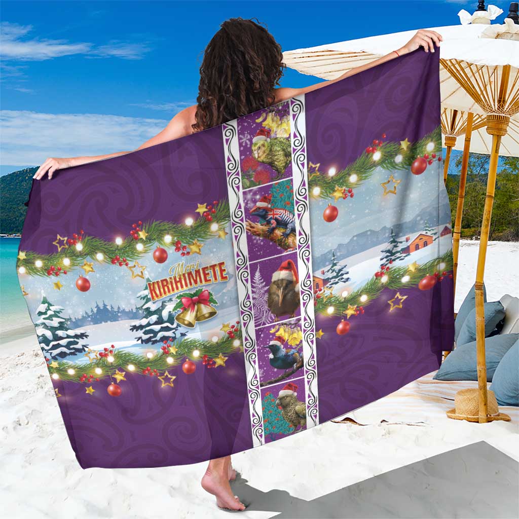 New Zealand Merry Christmas Sarong Maori Animals, Koru Tattoo - Purple Xmas Style LT03 One Size 44 x 66 inches Purple - Polynesian Pride