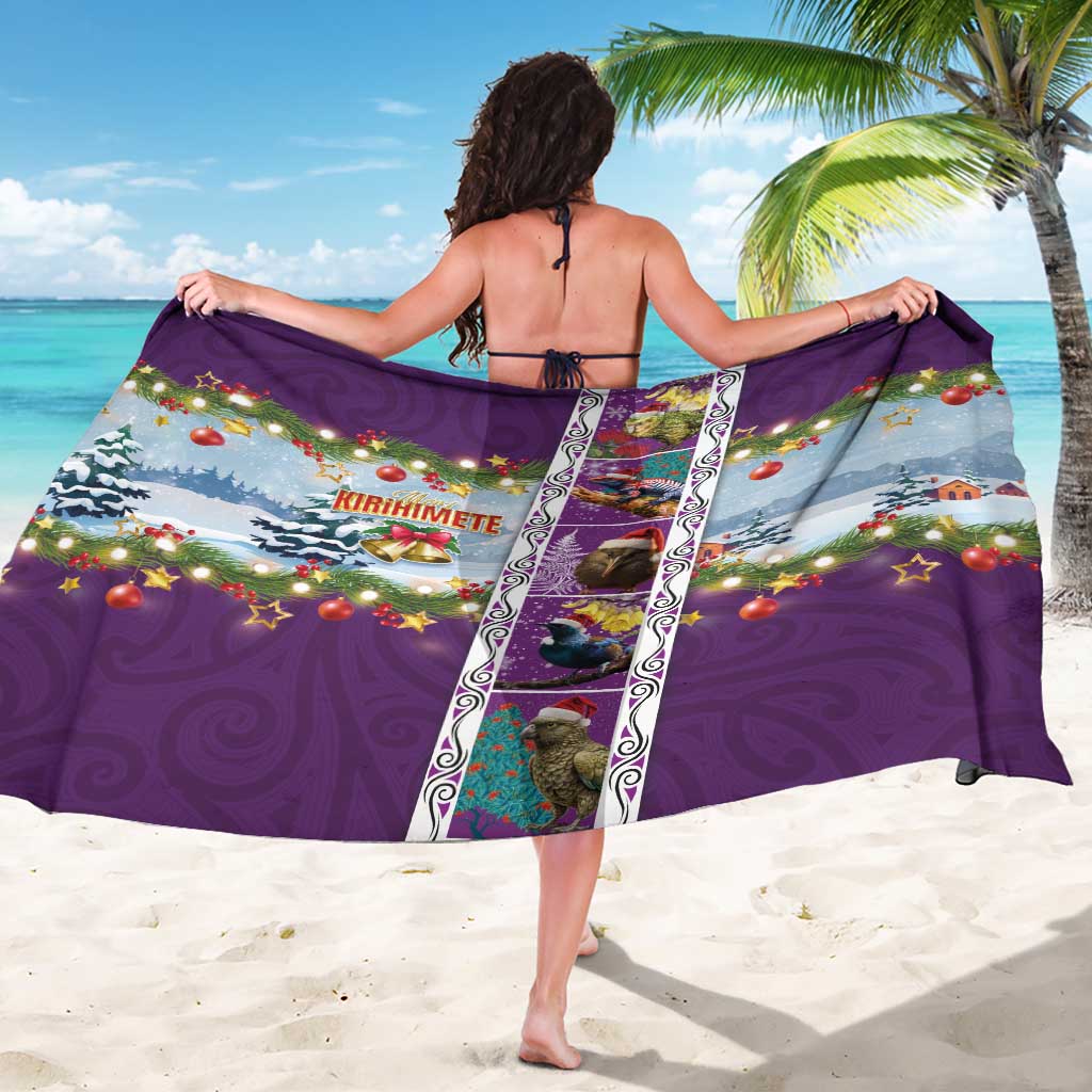 New Zealand Merry Christmas Sarong Maori Animals, Koru Tattoo - Purple Xmas Style LT03 - Polynesian Pride