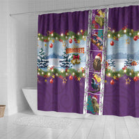 New Zealand Merry Christmas Shower Curtain Maori Animals, Koru Tattoo - Purple Xmas Style LT03 - Polynesian Pride